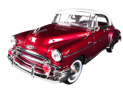 1950 Chevrolet Bel Air Burgundy with White Roof 1/18 Diecast Model Car by Motormax