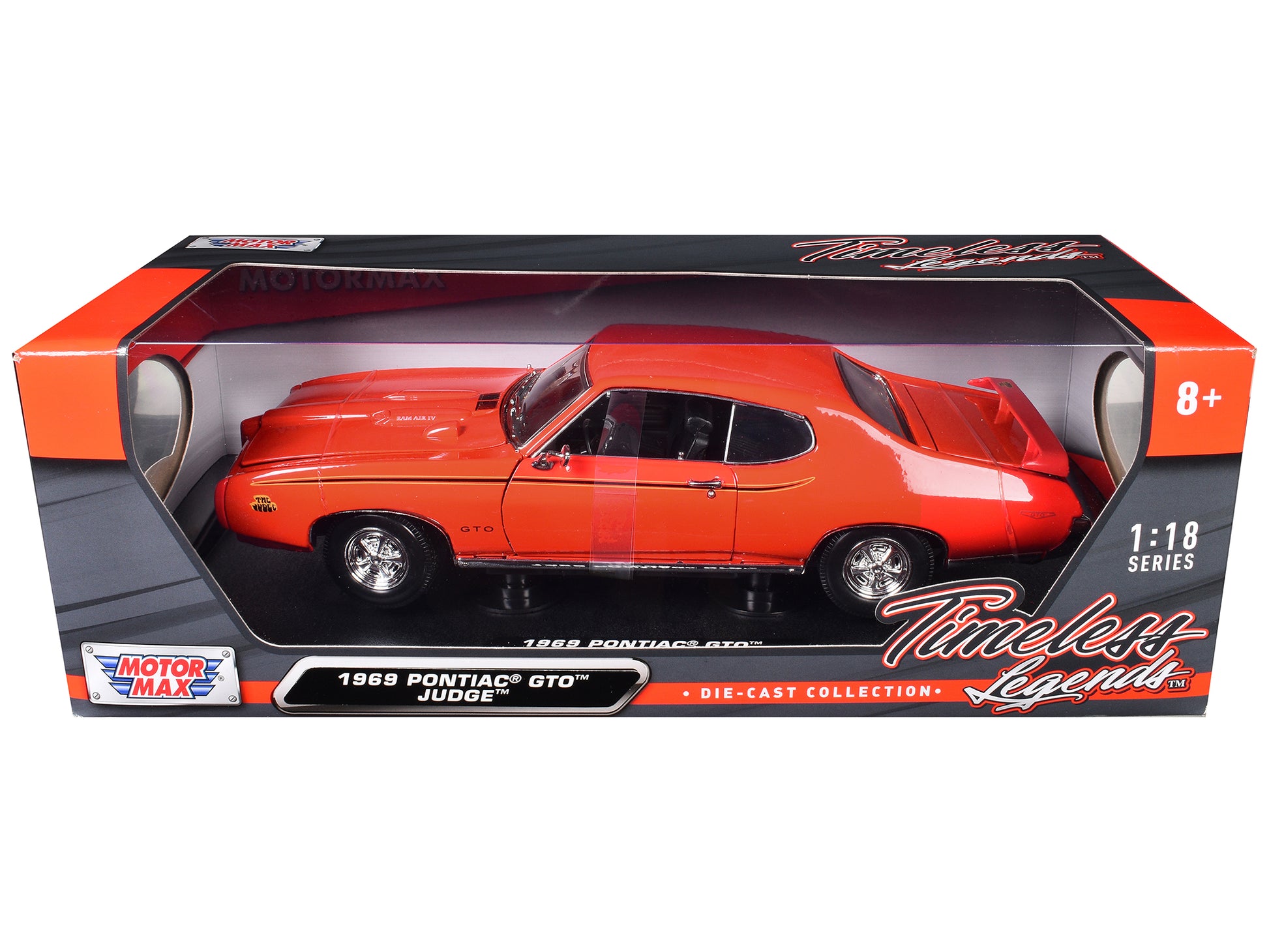 1969 Pontiac GTO Judge Orange 1/18 Diecast Model Car by Motormax-DiecastModeler.com