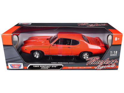 1969 Pontiac GTO Judge Orange 1/18 Diecast Model Car by Motormax-DiecastModeler.com