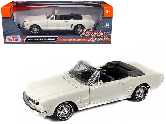 1964 1/2 Ford Mustang Convertible Cream 1/18 Diecast Car Model by Motormax-DiecastModeler.com