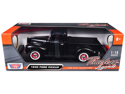 1940 Ford Pickup Matt Black 1/18 Diecast Model Car by Motormax-DiecastModeler.com