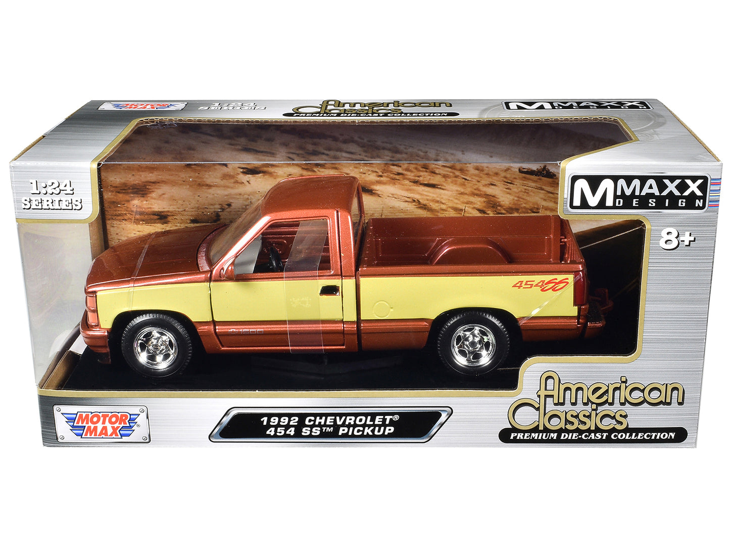1992 Chevrolet 454 SS Pickup Truck Copper Metallic with Beige Sides "American Classics" Series 1/24 Diecast Model Car by Motormax-DiecastModeler.com
