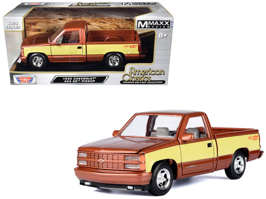 1992 Chevrolet 454 SS Pickup Truck Copper Metallic with Beige Sides "American Classics" Series 1/24 Diecast Model Car by Motormax-DiecastModeler.com