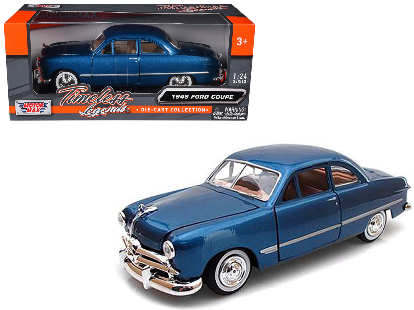 1949 Ford Coupe Blue 1/24 Diecast Model Car by Motormax-DiecastModeler.com