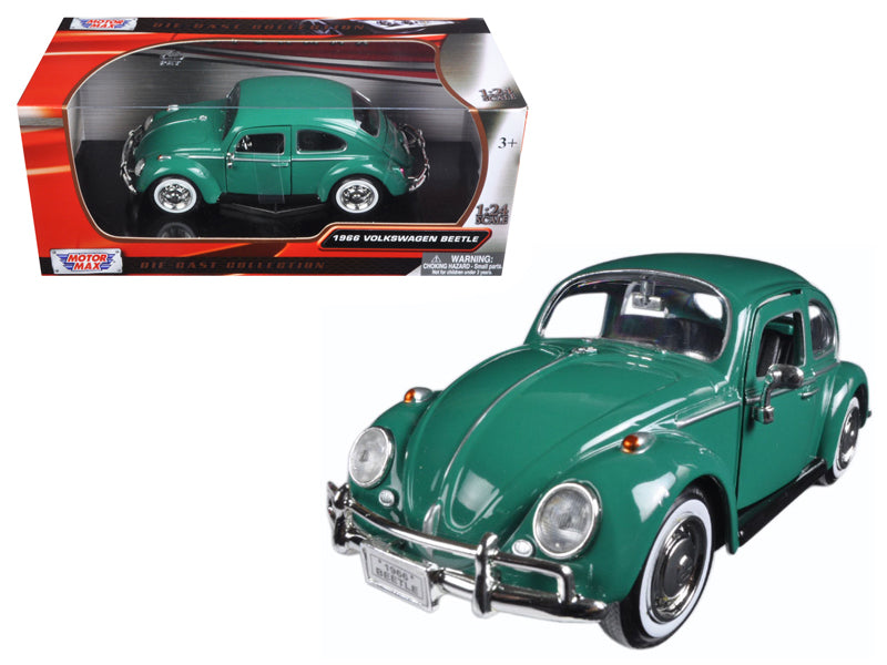 1966 Volkswagen Beetle Green 1/24 Diecast Model Car by Motormax-DiecastModeler.com