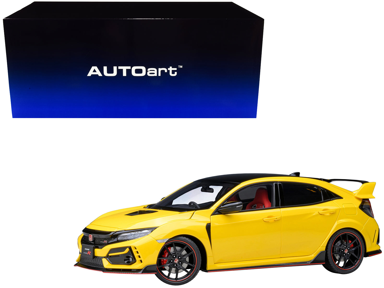 2021 Honda Civic Type R (FK8) RHD (Right Hand Drive) Sunlight Yellow Limited Edition 1/18 Model Car by Autoart-DiecastModeler.com