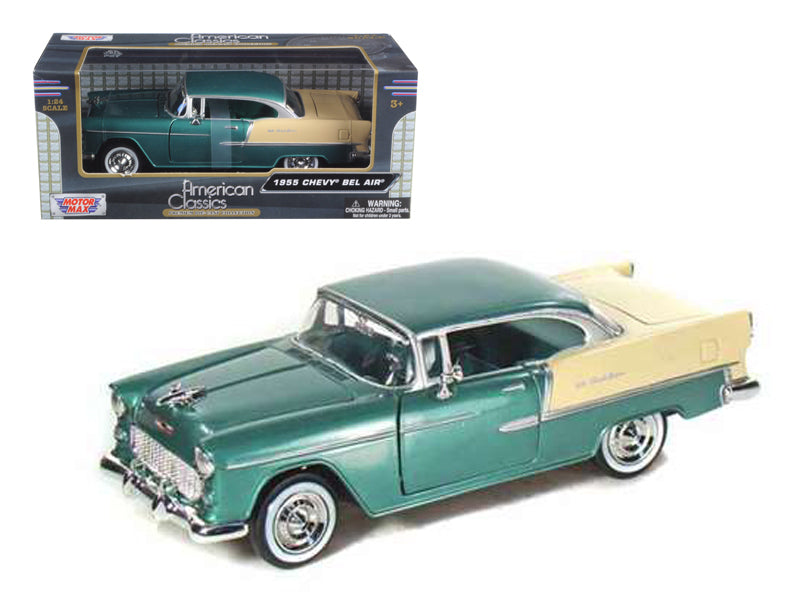 1955 Chevrolet Bel Air Green 1/24 Diecast Model Car by Motormax-DiecastModeler.com