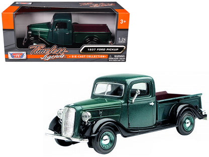1937 Ford Pickup Truck Green and Black 1/24 Diecast Model Car by Motormax-DiecastModeler.com