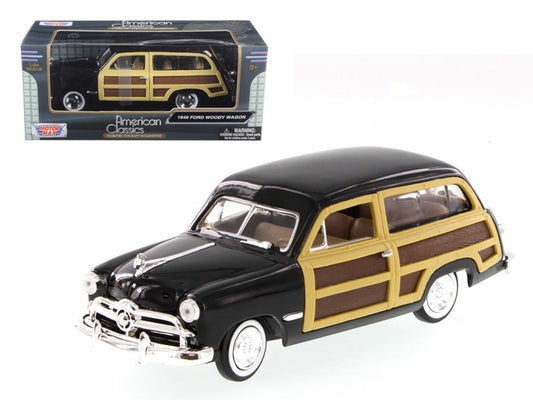 1949 Ford Woody Wagon Black 1/24 Diecast Model Car by Motormax-DiecastModeler.com