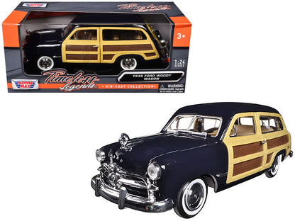 1949 Ford Woody Wagon Dark Blue 1/24 Diecast Model Car by Motormax-DiecastModeler.com