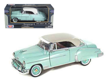 1950 Chevrolet Bel Air Green with Cream Top 1/24 Diecast Model Car by Motormax-DiecastModeler.com