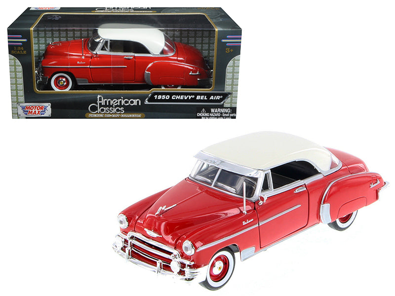 1950 Chevrolet Bel Air Red 1/24 Diecast Car Model by Motormax-DiecastModeler.com