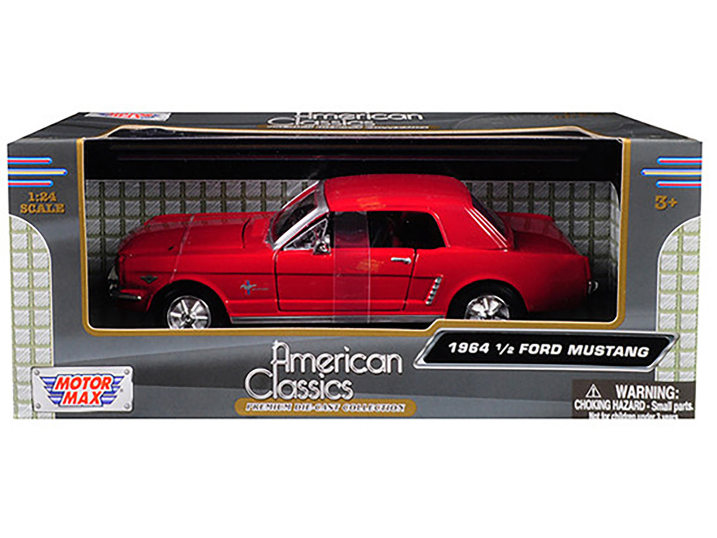 1964 1/2 Ford Mustang Red 1/24 Diecast Model Car by Motormax-DiecastModeler.com