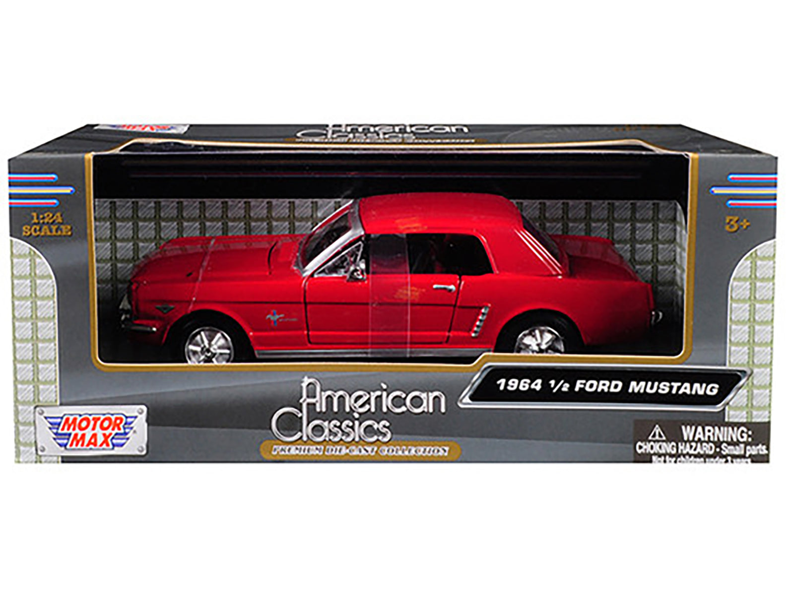 1964 1/2 Ford Mustang Red 1/24 Diecast Model Car by Motormax-DiecastModeler.com