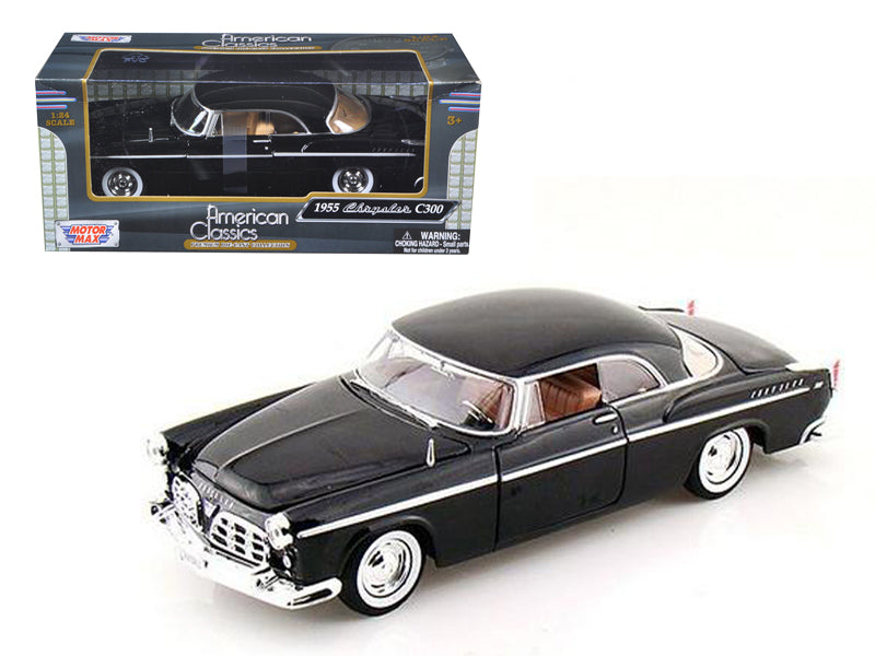 1955 Chrysler C300 Black 1/24 Diecast Model Car by Motormax-DiecastModeler.com