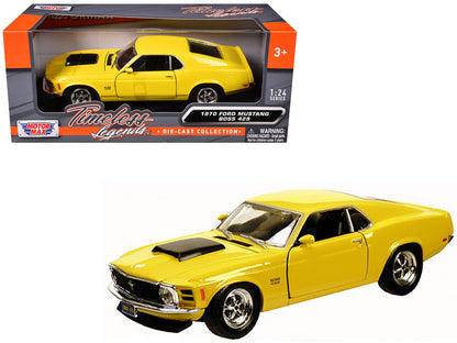 1970 Ford Mustang Boss 429 Yellow 1/24 Diecast Model Car by Motormax-DiecastModeler.com
