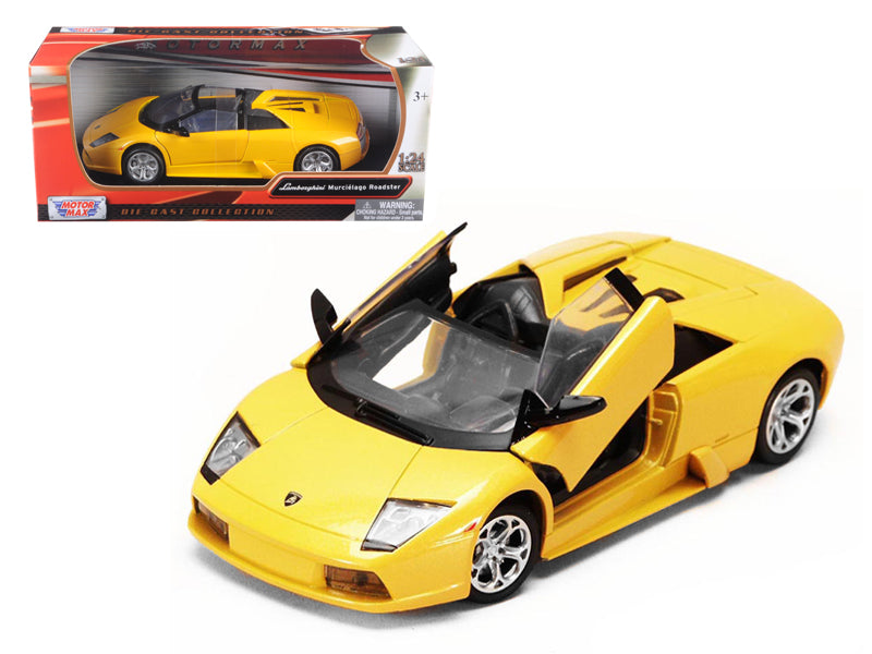 Lamborghini Murcielago Roadster Yellow Metallic 1/24 Diecast Model Car by Motormax-DiecastModeler.com