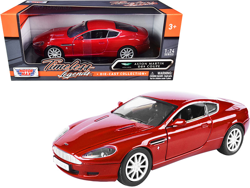 Aston Martin DB9 Coupe Red "Timeless Legends" 1/24 Diecast Model Car by Motormax-DiecastModeler.com