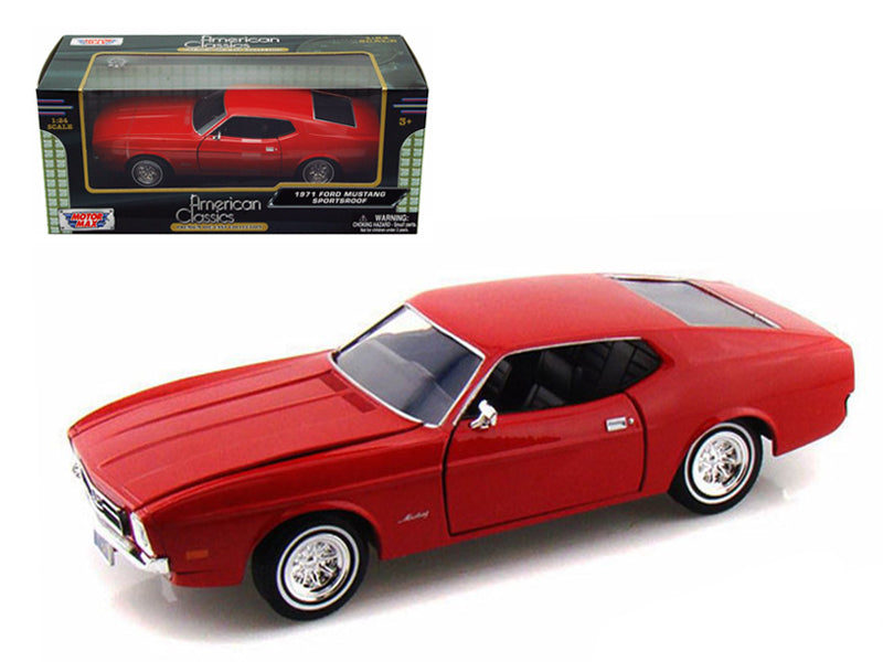 1971 Ford Mustang Sportsroof Red 1/24 Diecast Model Car by Motormax-DiecastModeler.com
