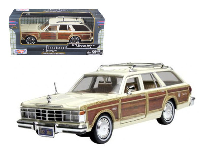 1979 Chrysler Lebaron Town & Country Cream 1/24 Diecast Model Car by Motormax-DiecastModeler.com