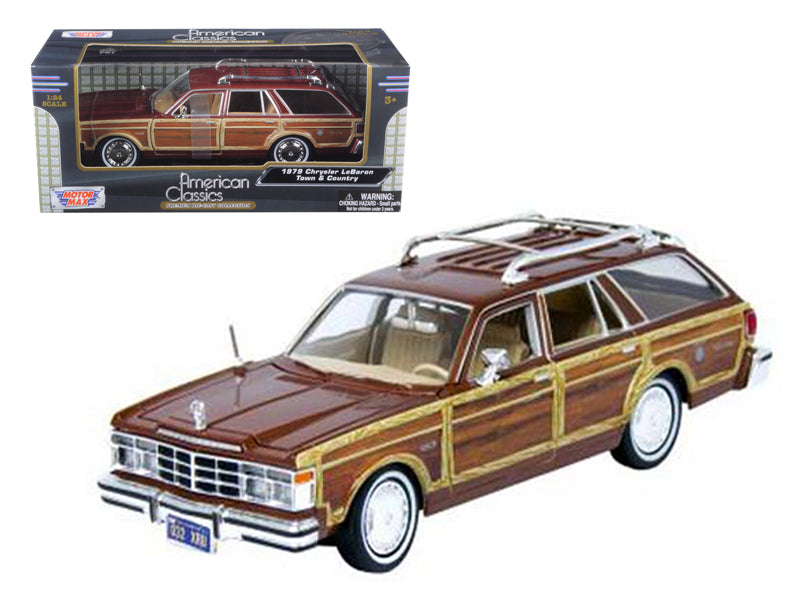 1979 Chrysler Lebaron Town and Country Burgundy 1/24 Diecast Model Car by Motormax-DiecastModeler.com