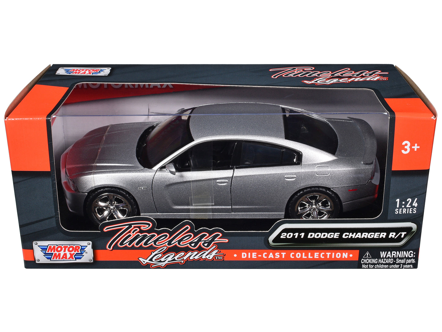 2011 Dodge Charger R/T Hemi Silver 1/24 Diecast Model Car by Motormax-DiecastModeler.com