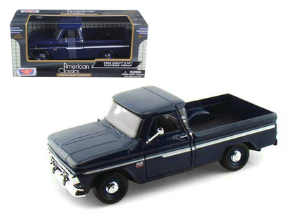 1966 Chevrolet C10 Fleetside Pickup Truck Dark Blue 1/24 Diecast Car Model by Motormax-DiecastModeler.com