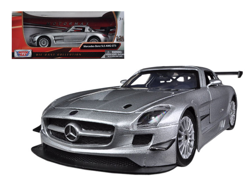 Mercedes SLS AMG GT3 Silver 1/24 Diecast Car Model by Motormax-DiecastModeler.com