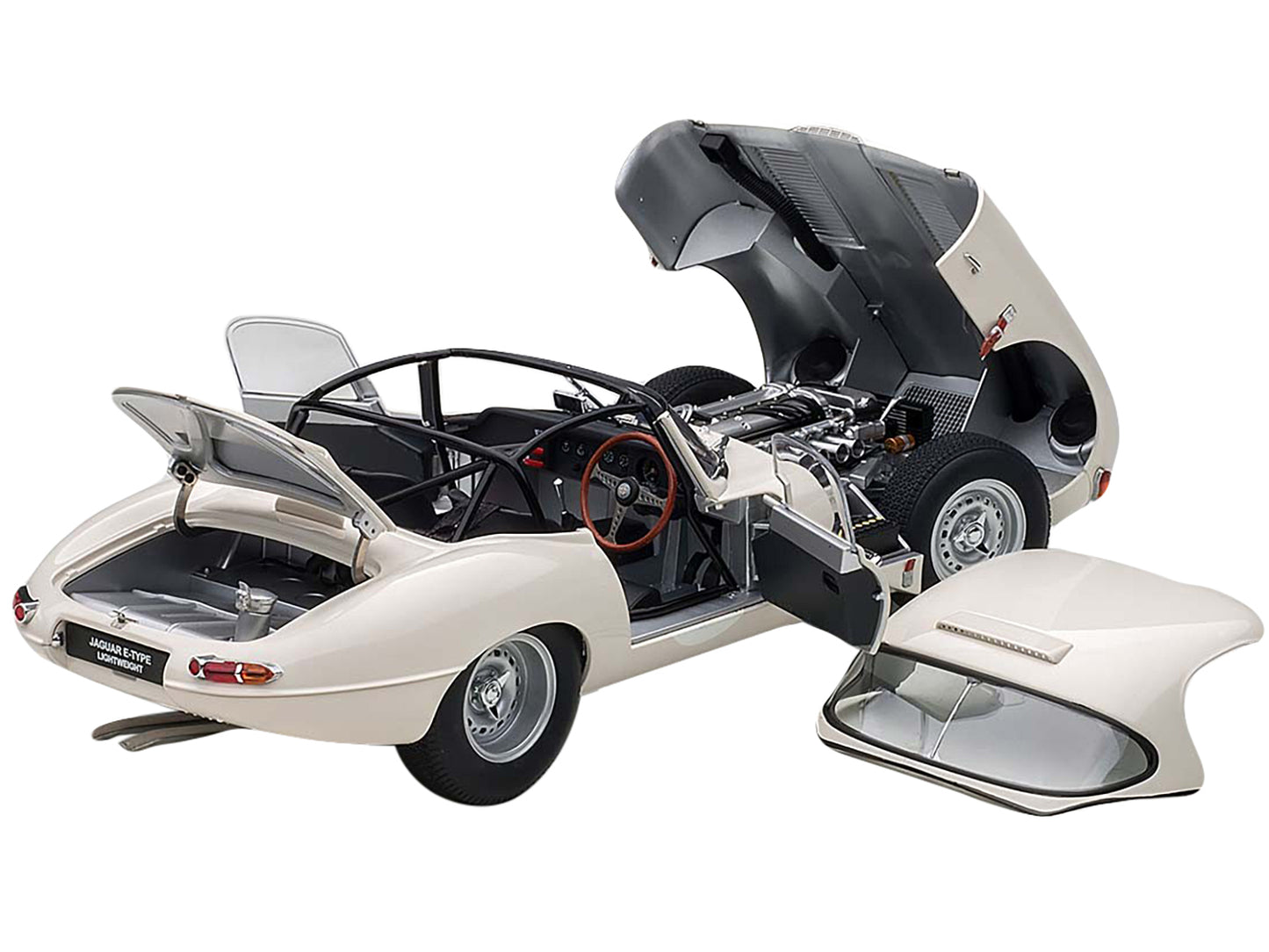 Jaguar Lightweight E Type Roadster RHD (Right Hand Drive) White 1/18 Model Car by Autoart-DiecastModeler.com