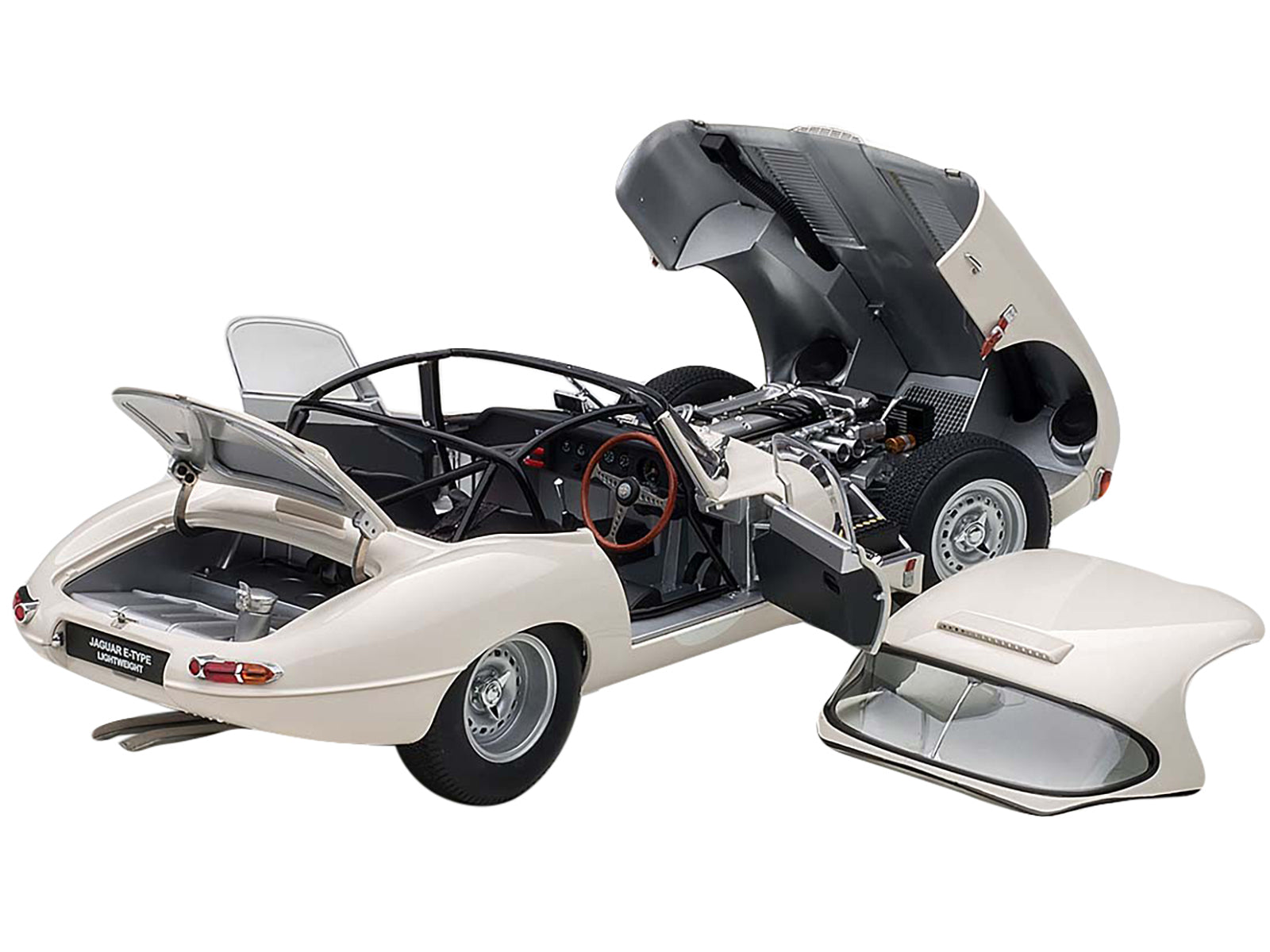 Jaguar Lightweight E Type Roadster RHD (Right Hand Drive) White 1/18 Model Car by Autoart-DiecastModeler.com
