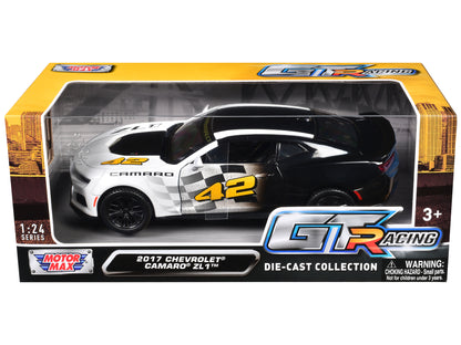 2017 Chevrolet Camaro ZL1 #42 Black and White "GT Racing" Series 1/24 Diecast Model Car by Motormax-DiecastModeler.com