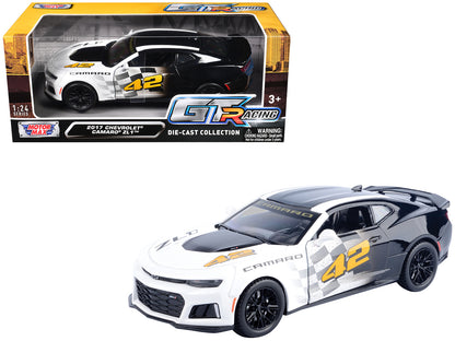 2017 Chevrolet Camaro ZL1 #42 Black and White "GT Racing" Series 1/24 Diecast Model Car by Motormax-DiecastModeler.com