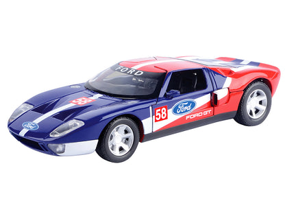 Ford GT Concept #58 Blue and Red with White Stripes "GT Racing" Series 1/24 Diecast Model Car by Motormax-DiecastModeler.com