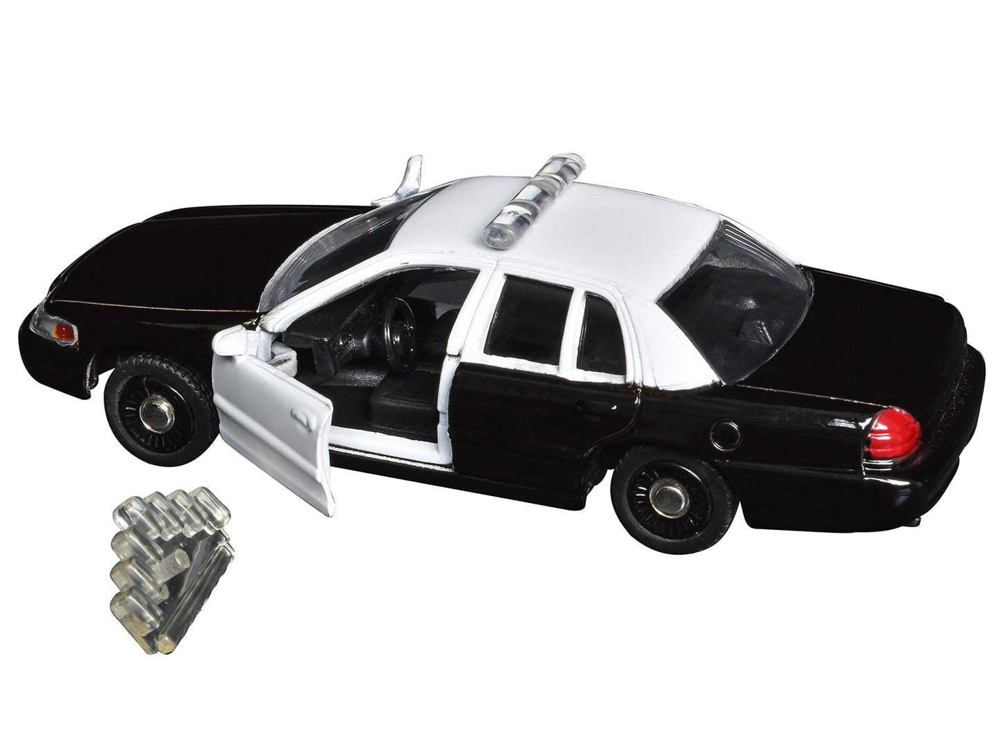Ford Crown Victoria Police Interceptor Black and White 1/43 Diecast Model Car by Motormax-DiecastModeler.com
