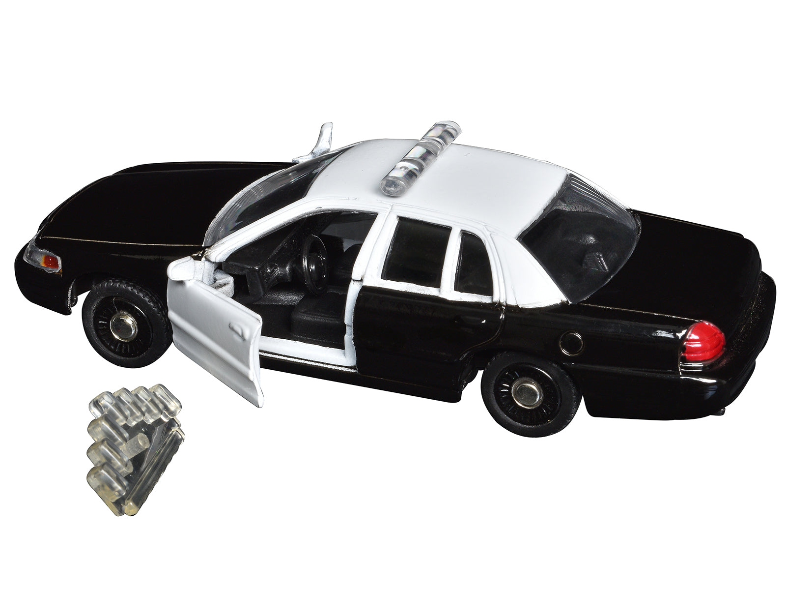 Ford Crown Victoria Police Interceptor Black and White 1/43 Diecast Model Car by Motormax-DiecastModeler.com