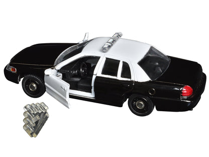 Ford Crown Victoria Police Interceptor Black and White 1/43 Diecast Model Car by Motormax-DiecastModeler.com
