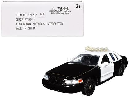 Ford Crown Victoria Police Interceptor Black and White 1/43 Diecast Model Car by Motormax-DiecastModeler.com