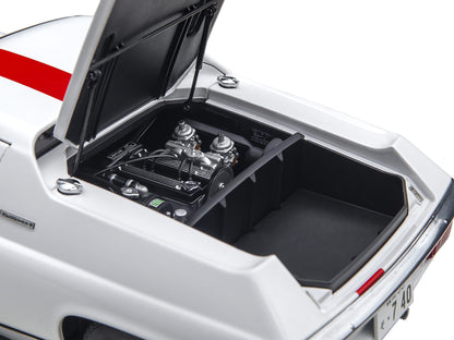 Lotus Europa Special White with Red Stripe and Graphics "The Circuit Wolf" 1/18 Model Car by Autoart-DiecastModeler.com