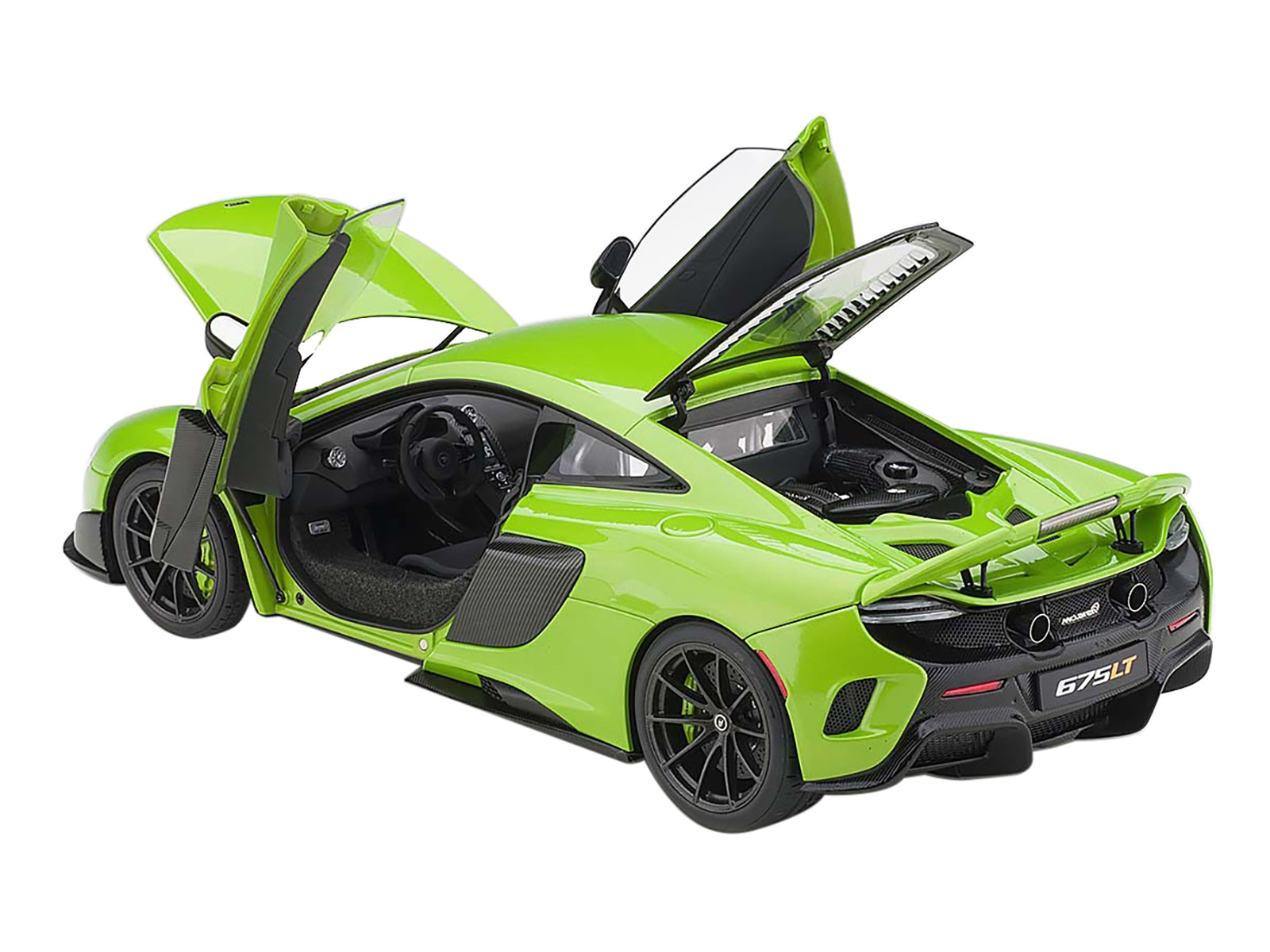 Mclaren 675LT Napier Green with Black Wheels 1/18 Model Car by Autoart-DiecastModeler.com