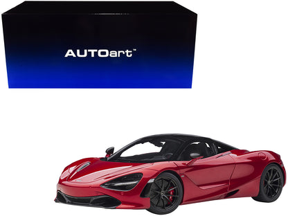 Mclaren 720S Memphis Red Metallic with Black Top and Carbon Accents 1/18 Model Car by Autoart-DiecastModeler.com