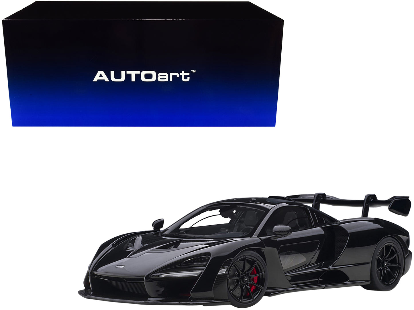 Mclaren Senna Stealth Cosmos Black with Carbon Accents 1/18 Model Car by Autoart-DiecastModeler.com