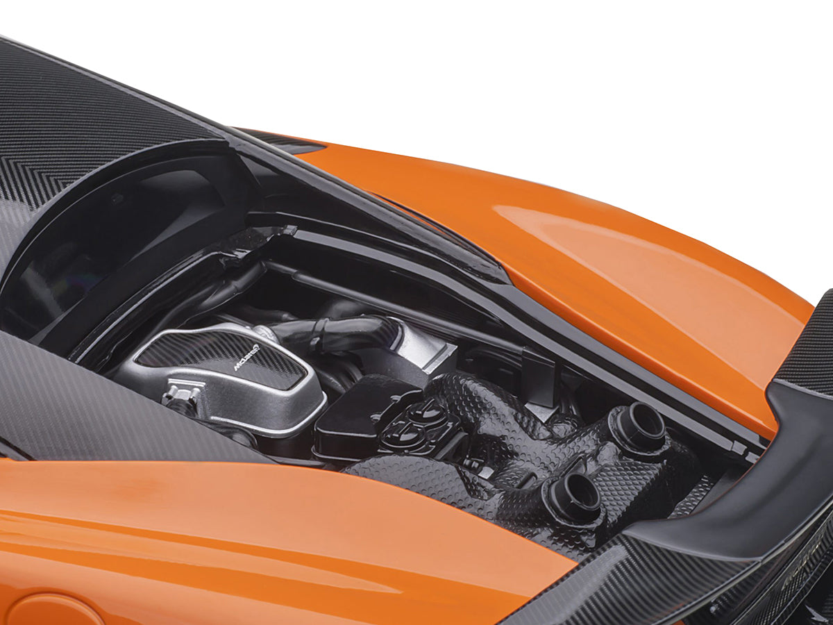 Mclaren 600LT Myan Orange and Carbon 1/18 Model Car by Autoart-DiecastModeler.com