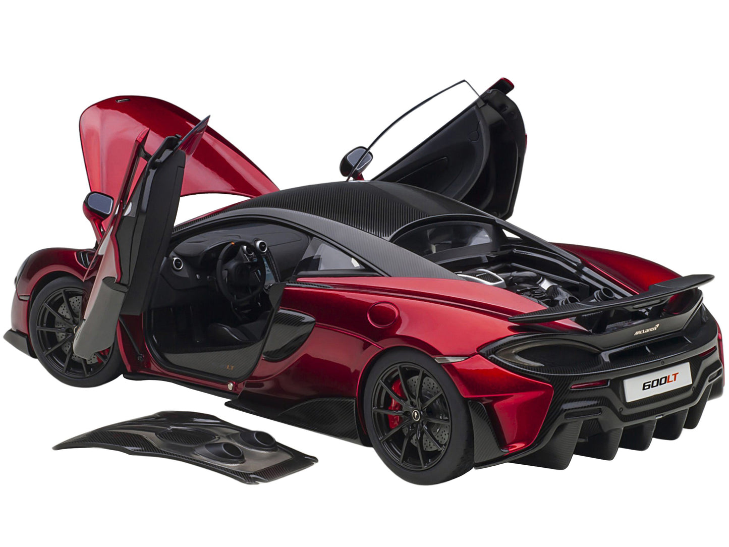Mclaren 600LT Vermillion Red and Carbon 1/18 Model Car by Autoart-DiecastModeler.com
