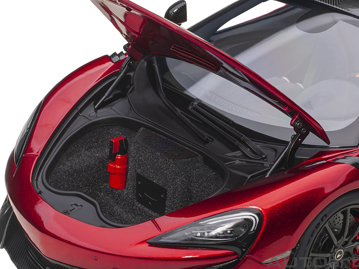 Mclaren 600LT Vermillion Red and Carbon 1/18 Model Car by Autoart-DiecastModeler.com