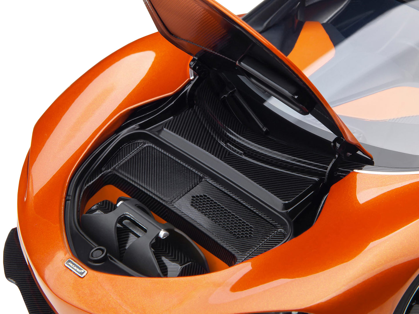 McLaren Speedtail Volcano Orange Metallic with Black Top and Suitcase Accessories 1/18 Model Car by Autoart-DiecastModeler.com