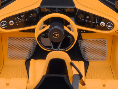 McLaren Speedtail Lantana Purple Metallic with Black Top and Yellow Interior and Suitcase Accessories  1/18 Model Car by Autoart-DiecastModeler.com