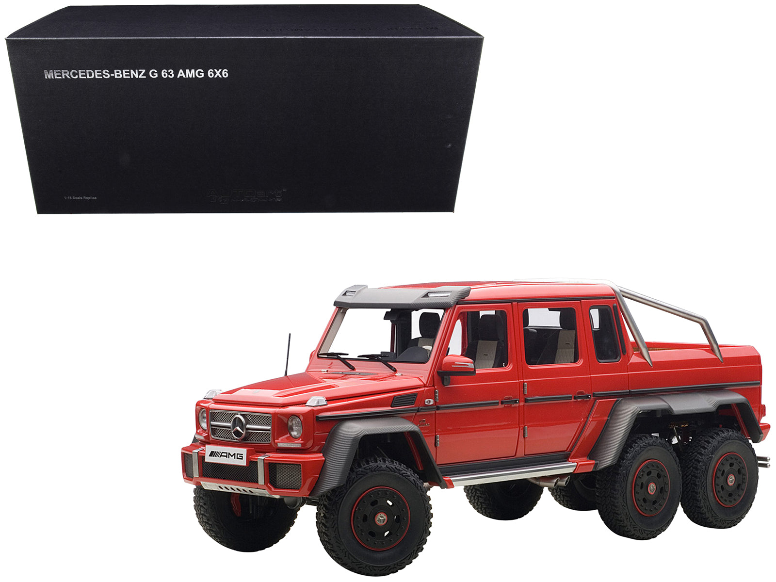 Mercedes G63 AMG 6X6 Red 1/18 Model Car by Autoart-DiecastModeler.com