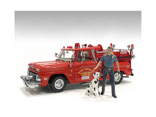 "Firefighters" Fire Dog Training Figures (Trainer and Dog) for 1/18 Scale Models by American Diorama-DiecastModeler.com