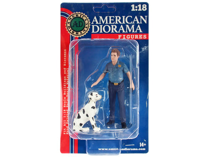 "Firefighters" Fire Dog Training Figures (Trainer and Dog) for 1/18 Scale Models by American Diorama-DiecastModeler.com