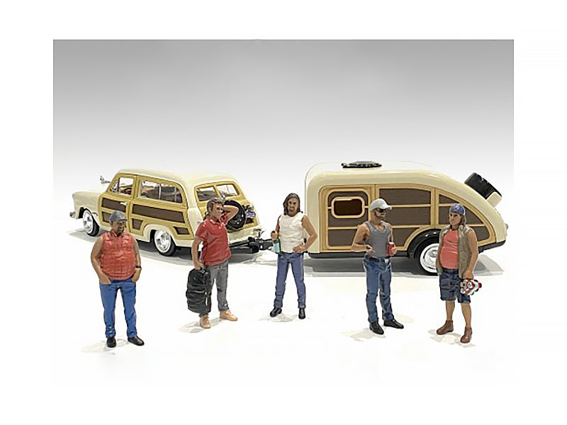 "Campers" 5 piece Figure Set for 1/18 Scale Models by American Diorama-DiecastModeler.com